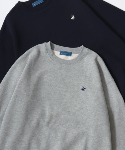 BEVERLY HILLS POLO CLUB（ビバリーヒルズポロクラブ）の「BEVERLY HILLS POLO CLUB/ビバリーヒルズポロクラブ 別注 オーバーサイズ 裏起毛 ロゴ ワンポイント刺繍 スウェット トレーナー/長袖 トップス プルオーバー/レディース メンズ（スウェット・レディース・ネイビー/アッシュグレー/スミクロ/ブラウン/アイボリー/グリーン/グレー系その他/ホワイト系その他/ブラック系その他/ブルー系その他/グリーン系その他/ブルー/グレー/ブラック・L/M/LL）」の8枚目の写真