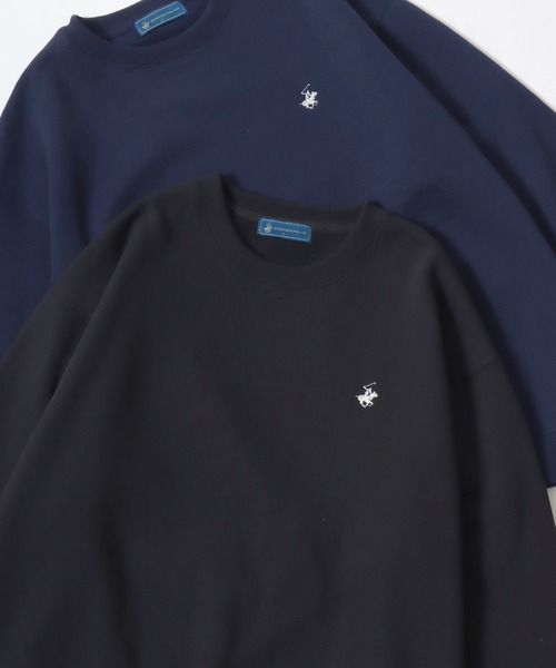 BEVERLY HILLS POLO CLUB（ビバリーヒルズポロクラブ）の「BEVERLY HILLS POLO CLUB/ビバリーヒルズポロクラブ 別注 オーバーサイズ 裏起毛 ロゴ ワンポイント刺繍 スウェット トレーナー/長袖 トップス プルオーバー/レディース メンズ（スウェット・レディース・ネイビー/アッシュグレー/スミクロ/ブラウン/アイボリー/グリーン/グレー系その他/ホワイト系その他/ブラック系その他/ブルー系その他/グリーン系その他/ブルー/グレー/ブラック・L/M/LL）」の6枚目の写真