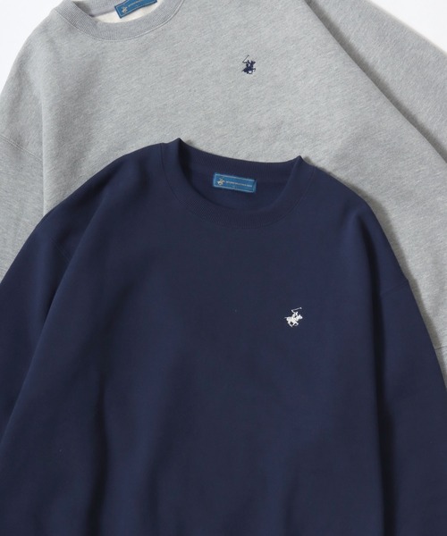 BEVERLY HILLS POLO CLUB（ビバリーヒルズポロクラブ）の「BEVERLY HILLS POLO CLUB/ビバリーヒルズポロクラブ 別注 オーバーサイズ 裏起毛 ロゴ ワンポイント刺繍 スウェット トレーナー/長袖 トップス プルオーバー/レディース メンズ（スウェット・レディース・ネイビー/アッシュグレー/スミクロ/ブラウン/アイボリー/グリーン/グレー系その他/ホワイト系その他/ブラック系その他/ブルー系その他/グリーン系その他/ブルー/グレー/ブラック・L/M/LL）」の14枚目の写真
