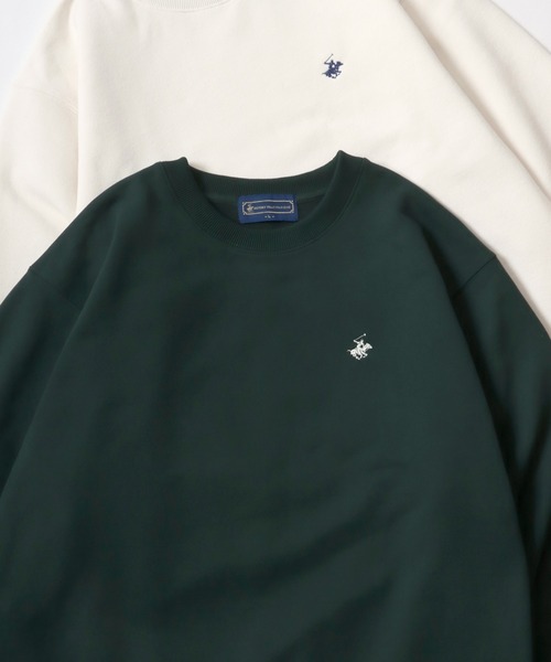 BEVERLY HILLS POLO CLUB（ビバリーヒルズポロクラブ）の「BEVERLY HILLS POLO CLUB/ビバリーヒルズポロクラブ 別注 オーバーサイズ 裏起毛 ロゴ ワンポイント刺繍 スウェット トレーナー/長袖 トップス プルオーバー/レディース メンズ（スウェット・レディース・ネイビー/アッシュグレー/スミクロ/ブラウン/アイボリー/グリーン/グレー系その他/ホワイト系その他/ブラック系その他/ブルー系その他/グリーン系その他/ブルー/グレー/ブラック・L/M/LL）」の11枚目の写真