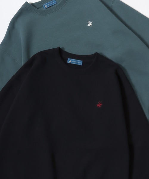 BEVERLY HILLS POLO CLUB（ビバリーヒルズポロクラブ）の「BEVERLY HILLS POLO CLUB/ビバリーヒルズポロクラブ 別注 オーバーサイズ 裏起毛 ロゴ ワンポイント刺繍 スウェット トレーナー/長袖 トップス プルオーバー/レディース メンズ（スウェット・レディース・ネイビー/アッシュグレー/スミクロ/ブラウン/アイボリー/グリーン/グレー系その他/ホワイト系その他/ブラック系その他/ブルー系その他/グリーン系その他/ブルー/グレー/ブラック・L/M/LL）」の4枚目の写真