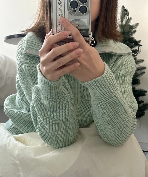 ROOPTOKYO（ループトウキョウ）の「ふわふわハーフジップニット（ニット/セーター・レディース・グレー/ミント/ブラウン・FREE）」の22枚目の写真