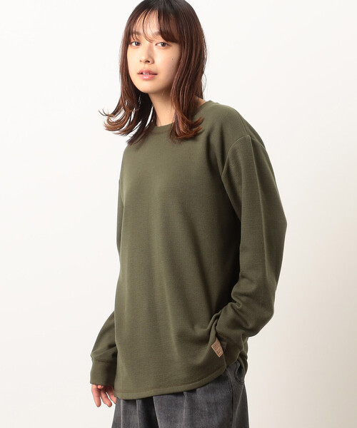 Purple&Yellow(パープルアンドイエロー)の「裏起毛 ワッフル クルーネックTシャツ(Tシャツ/カットソー・メンズ・カーキ/アイボリー/ブラック/ミント・LARGE/SMALL/MEDIUM)」の9枚目の写真
