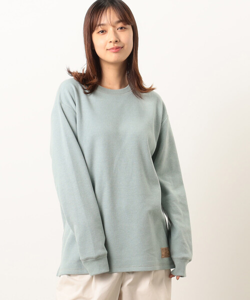 Purple&Yellow(パープルアンドイエロー)の「裏起毛 ワッフル クルーネックTシャツ(Tシャツ/カットソー・メンズ・カーキ/アイボリー/ブラック/ミント・LARGE/SMALL/MEDIUM)」の13枚目の写真