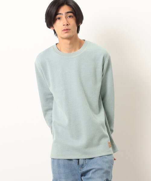 Purple&Yellow(パープルアンドイエロー)の「裏起毛 ワッフル クルーネックTシャツ(Tシャツ/カットソー・メンズ・カーキ/アイボリー/ブラック/ミント・LARGE/SMALL/MEDIUM)」の14枚目の写真