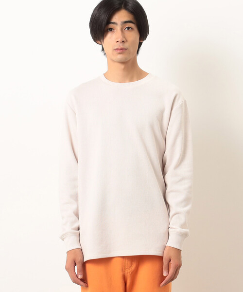 Purple&Yellow(パープルアンドイエロー)の「裏起毛 ワッフル クルーネックTシャツ(Tシャツ/カットソー・メンズ・カーキ/アイボリー/ブラック/ミント・LARGE/SMALL/MEDIUM)」の15枚目の写真