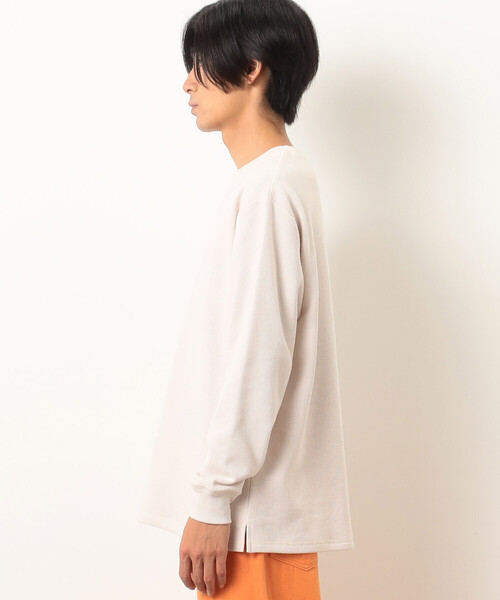Purple&Yellow(パープルアンドイエロー)の「裏起毛 ワッフル クルーネックTシャツ(Tシャツ/カットソー・メンズ・カーキ/アイボリー/ブラック/ミント・LARGE/SMALL/MEDIUM)」の16枚目の写真