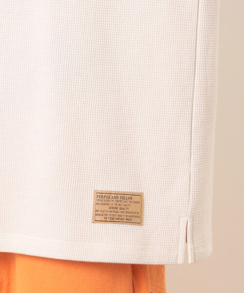 Purple&Yellow(パープルアンドイエロー)の「裏起毛 ワッフル クルーネックTシャツ(Tシャツ/カットソー・メンズ・カーキ/アイボリー/ブラック/ミント・LARGE/SMALL/MEDIUM)」の20枚目の写真