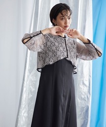 Callarus | 【結婚式・パーティー・オケージョンドレス】レースボレロドッキングデザイン前開きワンピースドレス|大きいサイズ有〔Callarus〕(ドレス)