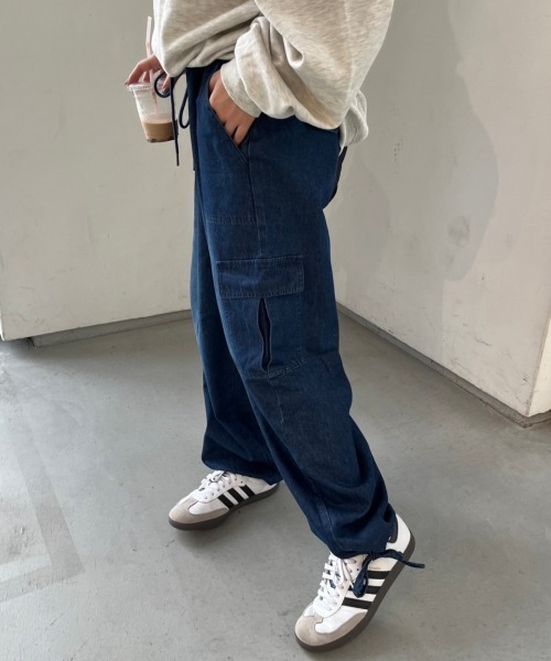 nemne store(ネンネストア)の「【低身長サイズあり】デニムカーゴパンツ(デニムパンツ・レディース・インディゴブルー/ブラック・SMALL/MEDIUM)」の19枚目の写真