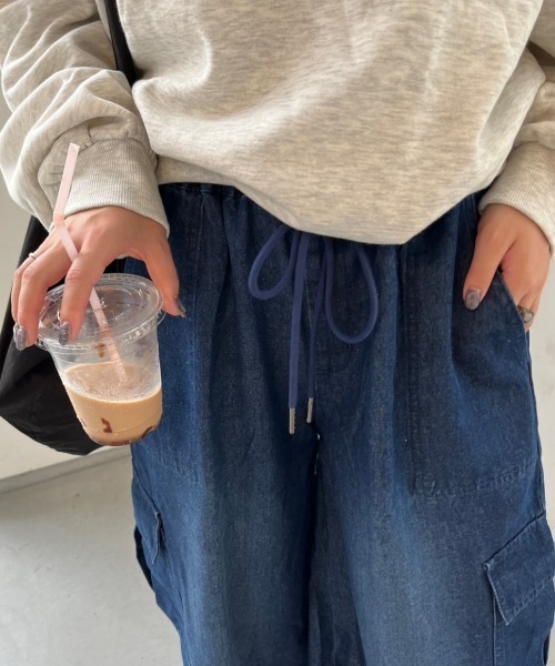 nemne store(ネンネストア)の「【低身長サイズあり】デニムカーゴパンツ(デニムパンツ・レディース・インディゴブルー/ブラック・SMALL/MEDIUM)」の16枚目の写真