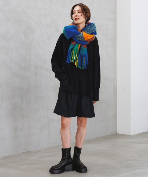 LEPSIM(レプシィム)の「太フリンジ柄ストール 978909(ストール/ショール・レディース・ブラウン/ブルー/オレンジ/ベージュ/カーキ・ONE SIZE)」の10枚目の写真
