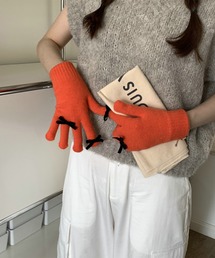 Jasmine Grandiflorum(ジャスミングランディフローラム)の【Jasmine】リボンリブニット手袋(手袋)