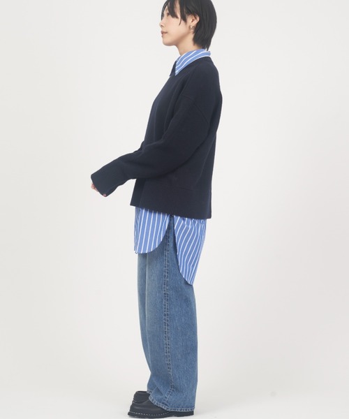 【即完sサイズ❗️】stone  ニットセーター　ネイビー　s セール】 【洗える】スタンドネック ニット （ニット・セーター）｜ANY