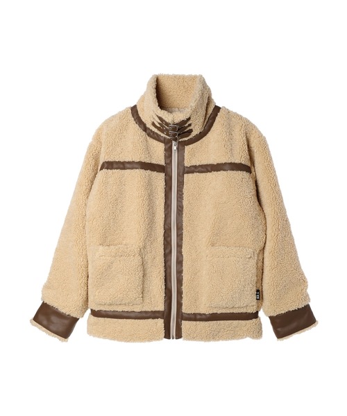 DURAS(デュラス)の「ベルト付きスタンドカラーボアジャケット(その他アウター・レディース・グリーン/ベージュ/ホワイト・FREE)」の17枚目の写真