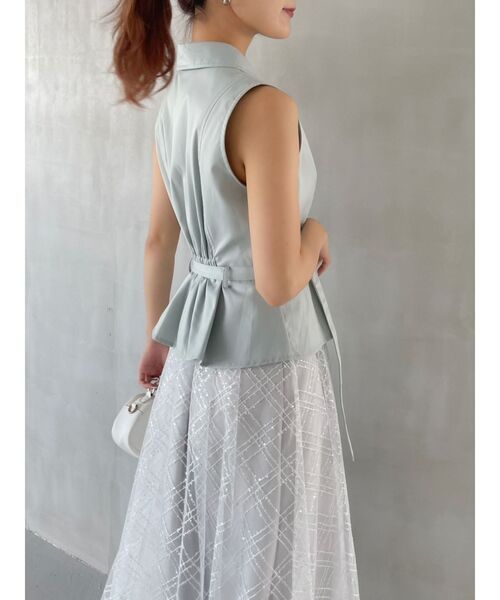 dazzlin（ダズリン）の「レイヤードペプラムフレアワンピース（ワンピース・レディース・オフホワイト/オレンジ/ブルー/ブラック・SMALL/MEDIUM）」の21枚目の写真