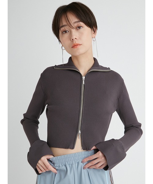 emmi（エミ）の「【emmi atelier】フロントジップカーディガン（ニット/セーター・レディース・ミント/ホワイト/ブルー/グレー・FREE）」の20枚目の写真