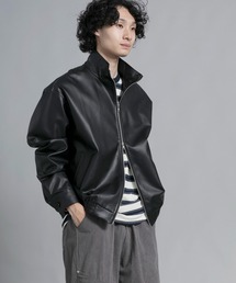 aimoha men STAND NECK PU BLOUSON スタンドネックブルゾン