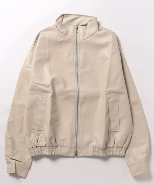 aimoha(アイモハ)の「aimoha men STAND NECK PU BLOUSON スタンドネックブルゾン(ブルゾン・メンズ・オフホワイト/ブラック・MEDIUM/X-LARGE/XX-LARGE/LARGE)」の6枚目の写真