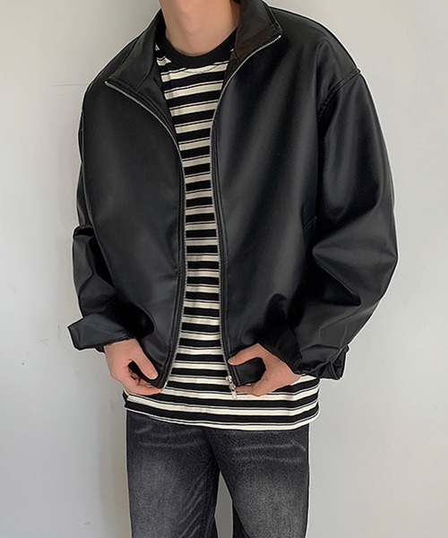 aimoha(アイモハ)の「aimoha men STAND NECK PU BLOUSON スタンドネックブルゾン(ブルゾン・メンズ・オフホワイト/ブラック・MEDIUM/X-LARGE/XX-LARGE/LARGE)」の11枚目の写真