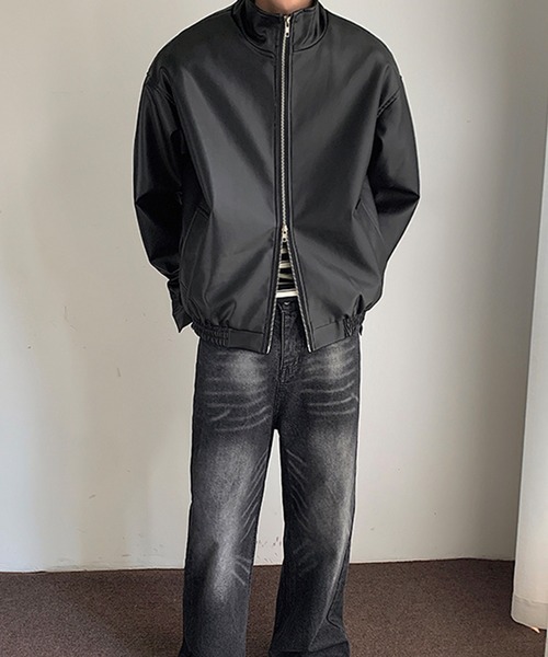 aimoha(アイモハ)の「aimoha men STAND NECK PU BLOUSON スタンドネックブルゾン(ブルゾン・メンズ・オフホワイト/ブラック・MEDIUM/X-LARGE/XX-LARGE/LARGE)」の10枚目の写真