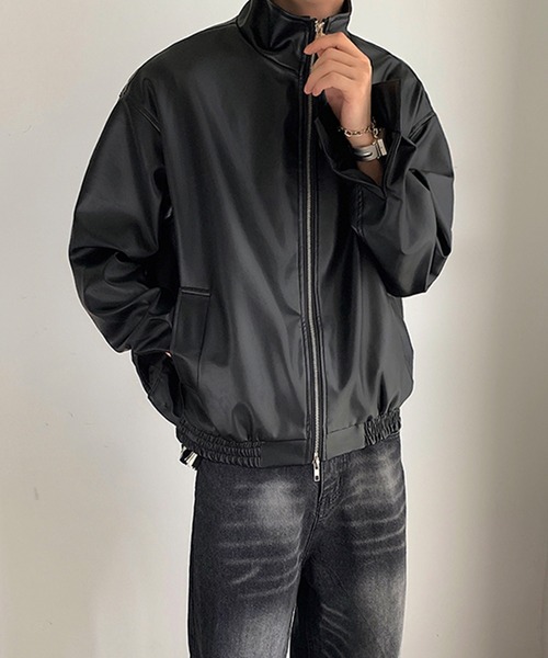 aimoha(アイモハ)の「aimoha men STAND NECK PU BLOUSON スタンドネックブルゾン(ブルゾン・メンズ・オフホワイト/ブラック・MEDIUM/X-LARGE/XX-LARGE/LARGE)」の9枚目の写真