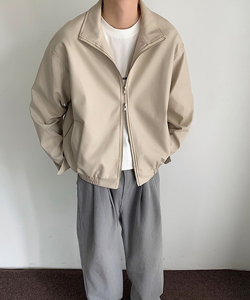 aimoha(アイモハ)の「aimoha men STAND NECK PU BLOUSON スタンドネックブルゾン(ブルゾン・メンズ・オフホワイト/ブラック・MEDIUM/X-LARGE/XX-LARGE/LARGE)」の22枚目の写真