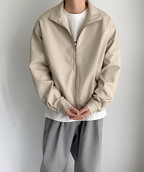 aimoha(アイモハ)の「aimoha men STAND NECK PU BLOUSON スタンドネックブルゾン(ブルゾン・メンズ・オフホワイト/ブラック・MEDIUM/X-LARGE/XX-LARGE/LARGE)」の17枚目の写真