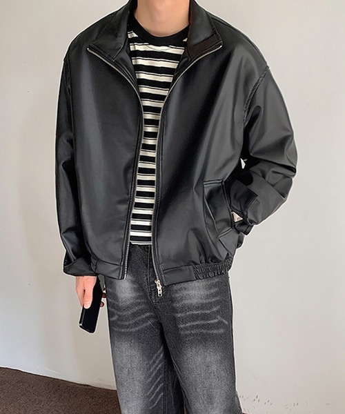 aimoha(アイモハ)の「aimoha men STAND NECK PU BLOUSON スタンドネックブルゾン(ブルゾン・メンズ・オフホワイト/ブラック・MEDIUM/X-LARGE/XX-LARGE/LARGE)」の13枚目の写真
