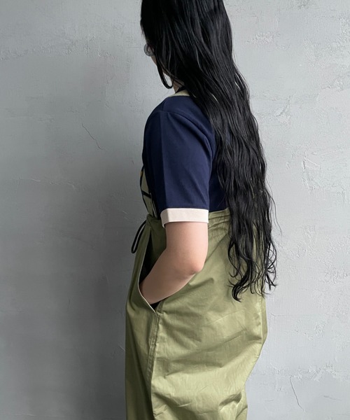 UNIVERSAL OVERALL（ユニバーサルオーバーオール）の「【Lala Begin vol.17掲載】[UNIVERSAL OVERALL/ユニバーサルオーバーオール] 別注 フロッキーロゴプリント リンガーTシャツ（Tシャツ/カットソー・レディース・オートミール/ネイビー/ホワイト/ピンク・F）」の21枚目の写真