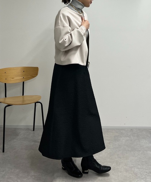 un dix cors(アンディコール)の「ダンボールショートジャケット(ノーカラージャケット・レディース・グレイッシュベージュ/ブラック・FREE)」の10枚目の写真