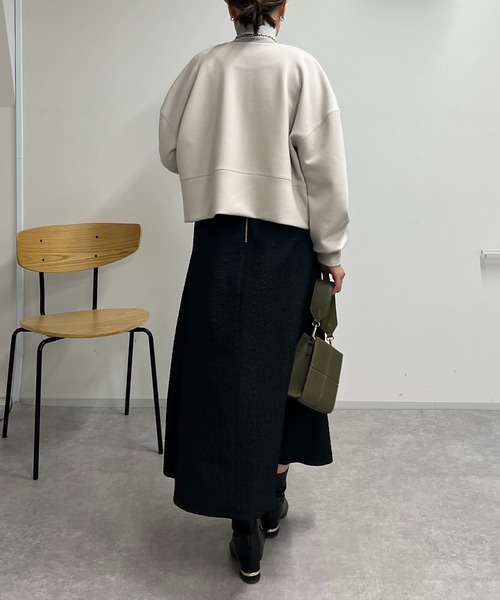 un dix cors(アンディコール)の「ダンボールショートジャケット(ノーカラージャケット・レディース・グレイッシュベージュ/ブラック・FREE)」の11枚目の写真