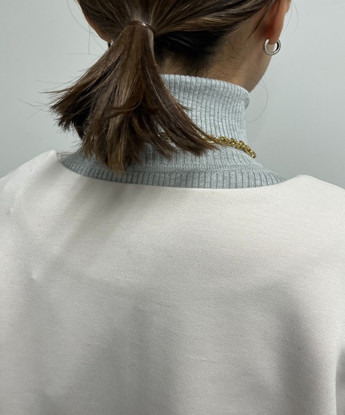 un dix cors(アンディコール)の「ダンボールショートジャケット(ノーカラージャケット・レディース・グレイッシュベージュ/ブラック・FREE)」の14枚目の写真