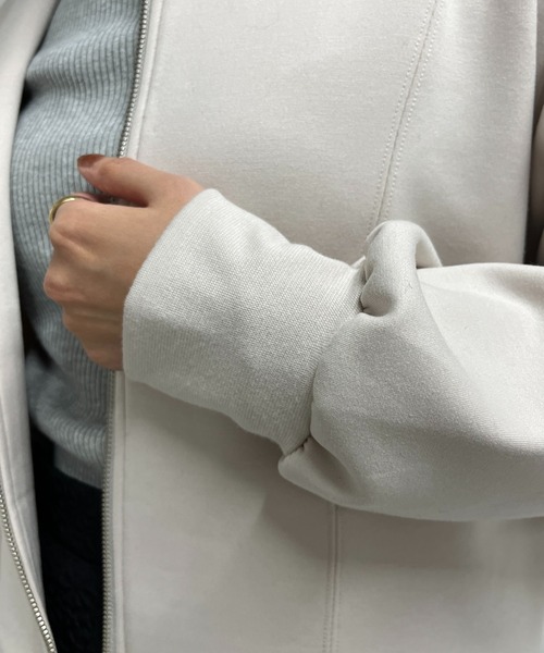 un dix cors(アンディコール)の「ダンボールショートジャケット(ノーカラージャケット・レディース・グレイッシュベージュ/ブラック・FREE)」の16枚目の写真