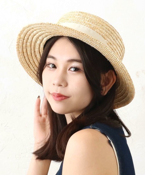 polka polka（ポルカポルカ）の「polka polka / ポルカポルカ ナチュラル ボーターハット 434 27612 SDI / DC（ハット・レディース・ナチュラル/ブラック・FREE）」の4枚目の写真