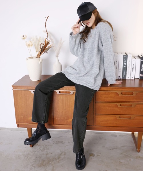 Girly Doll（ガーリードール）の「デニムストレートパンツ（デニムパンツ・レディース・サックスブルー/ブラック/ブルー・F）」の5枚目の写真