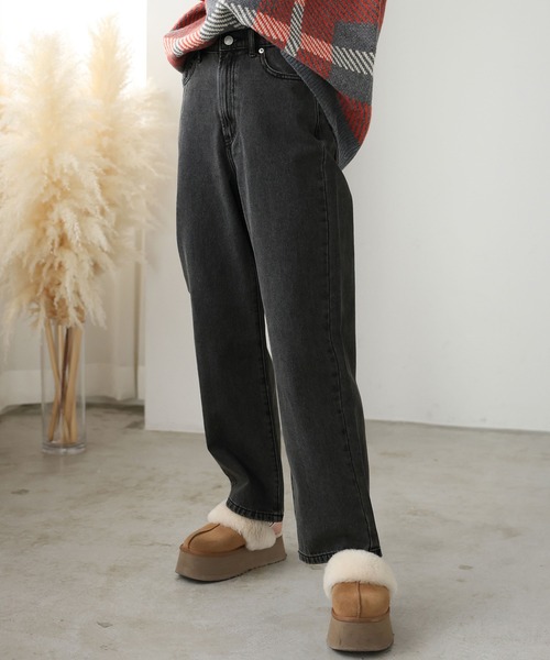 Girly Doll（ガーリードール）の「デニムストレートパンツ（デニムパンツ・レディース・サックスブルー/ブラック/ブルー・F）」の6枚目の写真