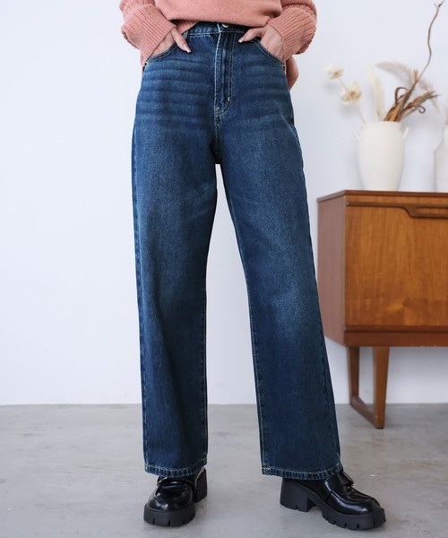 Girly Doll（ガーリードール）の「デニムストレートパンツ（デニムパンツ・レディース・サックスブルー/ブラック/ブルー・F）」の15枚目の写真