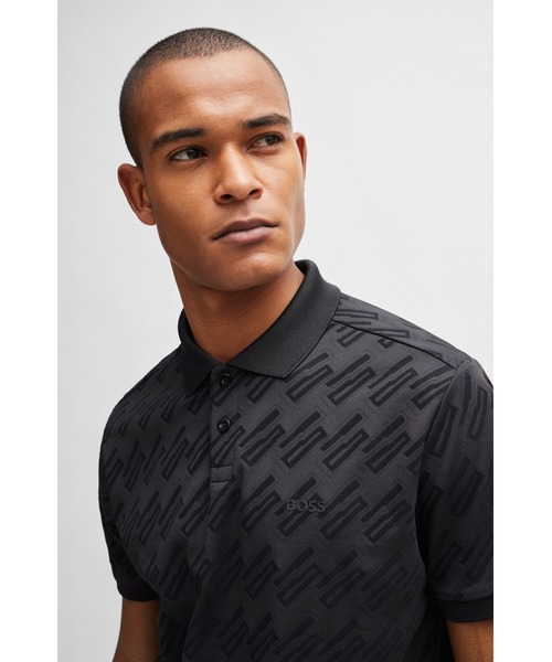 BOSS(ボス)の「モノグラムジャカード リラックスフィット ポロシャツ(ポロシャツ・メンズ・チャコールグレー・L/S/XXXL/XXL/XL)」の2枚目の写真