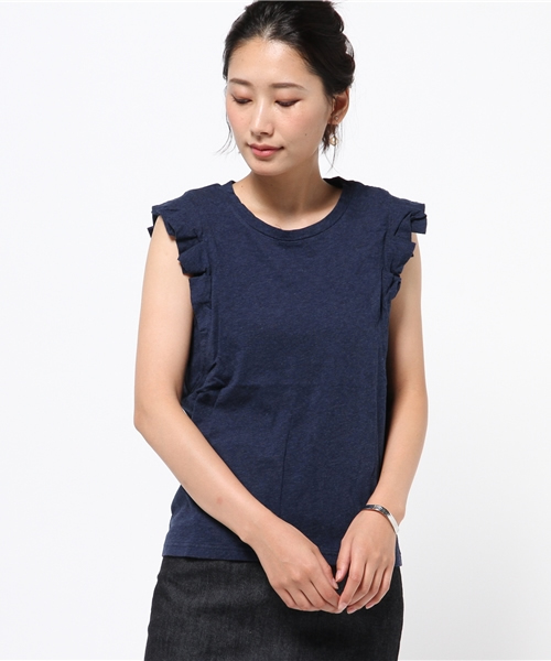 DISCOAT(ディスコート)の「【Discoat】USAコットン折り紙タックノースリ(Tシャツ/カットソー・レディース・キャメル/その他19/グレー/ダークブルー・MEDIUM/LARGE)」の2枚目の写真