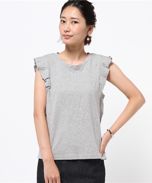 DISCOAT(ディスコート)の「【Discoat】USAコットン折り紙タックノースリ(Tシャツ/カットソー・レディース・キャメル/その他19/グレー/ダークブルー・MEDIUM/LARGE)」の1枚目の写真