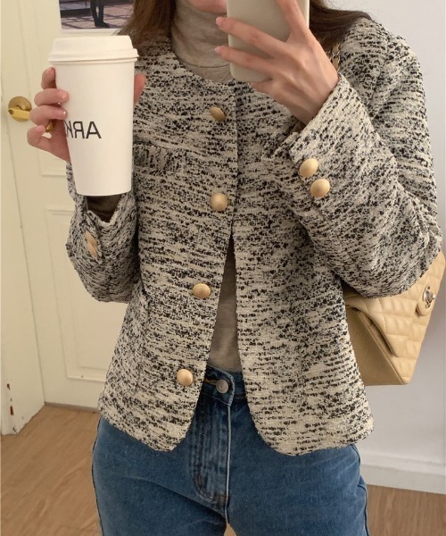 N.s(エヌドットエス)の「マルチカラーノーカラージャケット(ノーカラージャケット・レディース・ピンク/ブラック・FREE)」の6枚目の写真