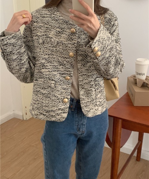 N.s(エヌドットエス)の「マルチカラーノーカラージャケット(ノーカラージャケット・レディース・ピンク/ブラック・FREE)」の19枚目の写真
