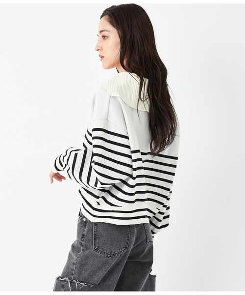 ANAP(アナップ)の「スキッパーデザインスポンジニットトップス(ニット/セーター・レディース・ライトブルー/ホワイト×ブラック/スミクロ・FREE)」の13枚目の写真