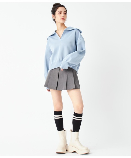 ANAP(アナップ)の「スキッパーデザインスポンジニットトップス(ニット/セーター・レディース・ライトブルー/ホワイト×ブラック/スミクロ・FREE)」の7枚目の写真