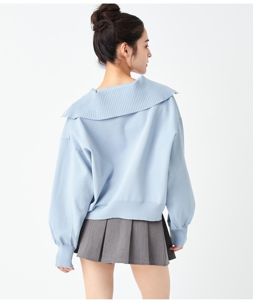 ANAP(アナップ)の「スキッパーデザインスポンジニットトップス(ニット/セーター・レディース・ライトブルー/ホワイト×ブラック/スミクロ・FREE)」の5枚目の写真