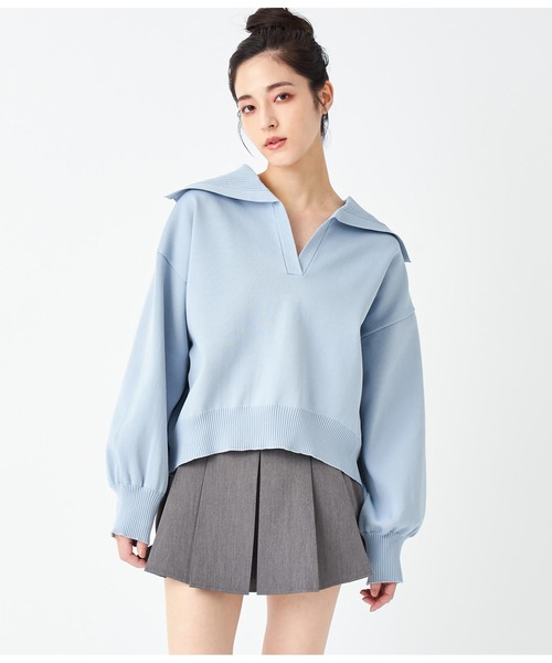 ANAP(アナップ)の「スキッパーデザインスポンジニットトップス(ニット/セーター・レディース・ライトブルー/ホワイト×ブラック/スミクロ・FREE)」の22枚目の写真