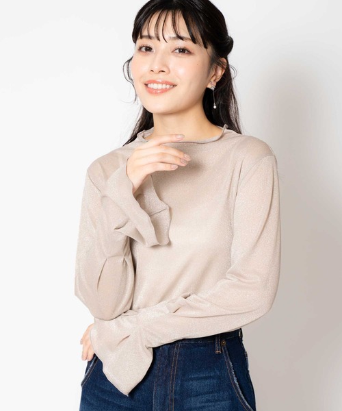 NOELA(ノエラ)の「ラメタックスリーブカットソー(Tシャツ/カットソー・レディース・ライトグリーン/ベージュ/グレー・フリー)」の3枚目の写真