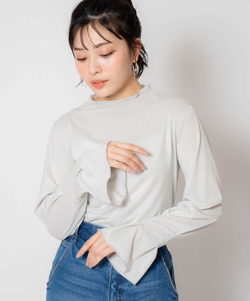 NOELA(ノエラ)の「ラメタックスリーブカットソー(Tシャツ/カットソー・レディース・ライトグリーン/ベージュ/グレー・フリー)」の2枚目の写真