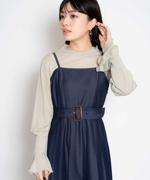 NOELA(ノエラ)の「ラメタックスリーブカットソー(Tシャツ/カットソー・レディース・ライトグリーン/ベージュ/グレー・フリー)」の1枚目の写真